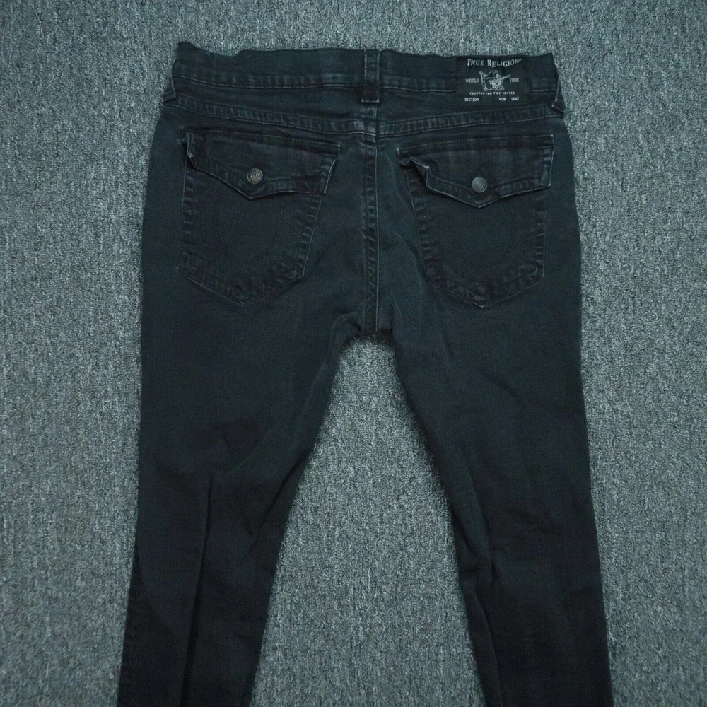 True Religion Jeans Men 38x33 Black Rocco Relaxed Skinny Five Pocket Stretch‎